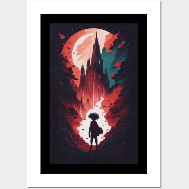 "Crimson Quest: A Man's Adventure in the Enchanted Castle" Wall Art by clownescape